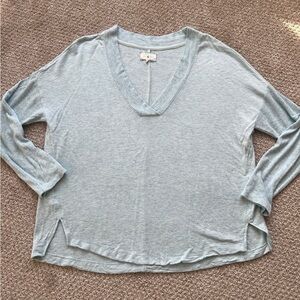 Lou & Grey Soft Blue Long Sleeve V-Neck Top